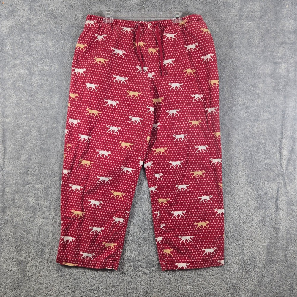 LL Bean Dog Print Flannel Pajama‎ Pants Women size Large Lounge Sleepwear